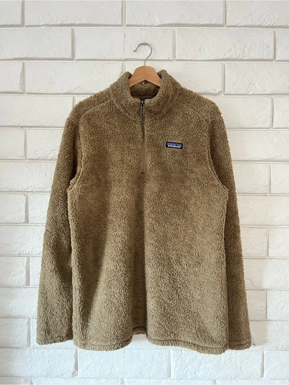 Patagonia Los Gatos 1/4 zip Fleece Tan Sweater Size Large